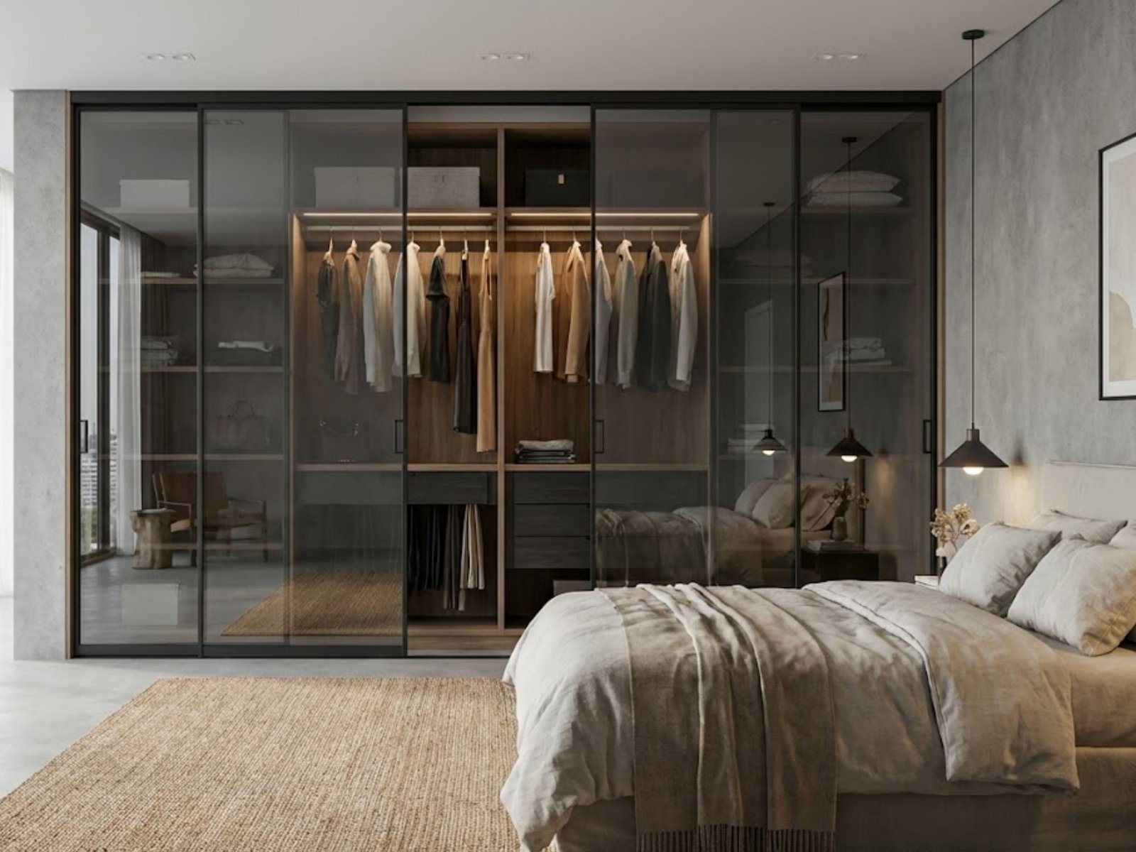 Glass Walk-In Wardrobe by 5D Home Space