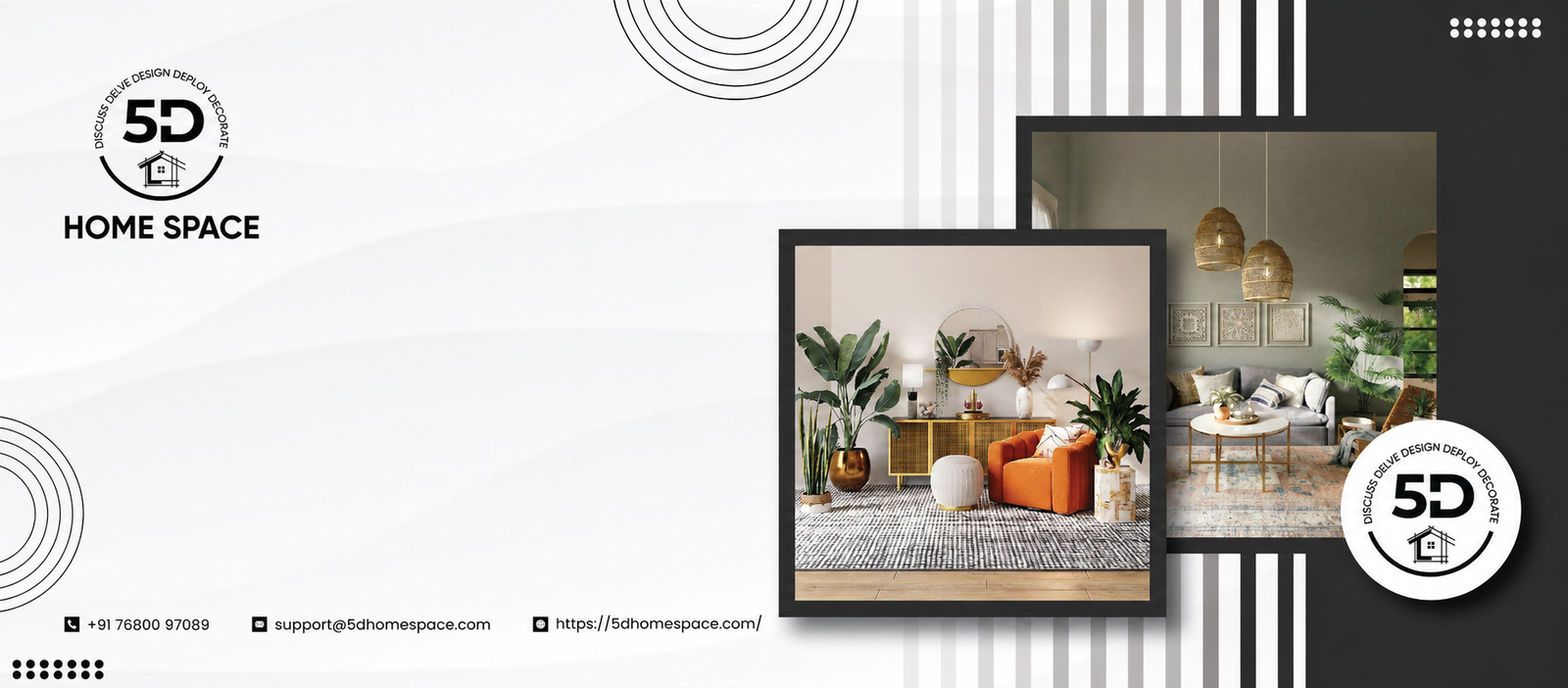 Luxury living room interior with warm neutral finishes by 5D Home Space