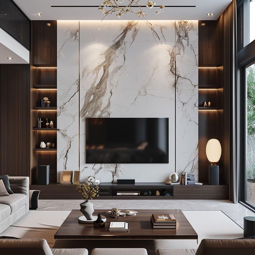 Luxury Marble TV Wall by 5D Home Space