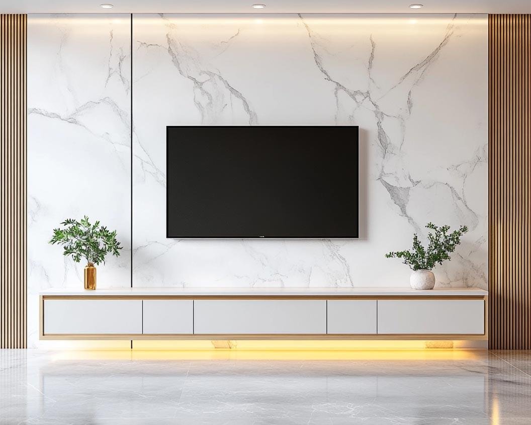 Minimal Marble TV Unit by 5D Home Space